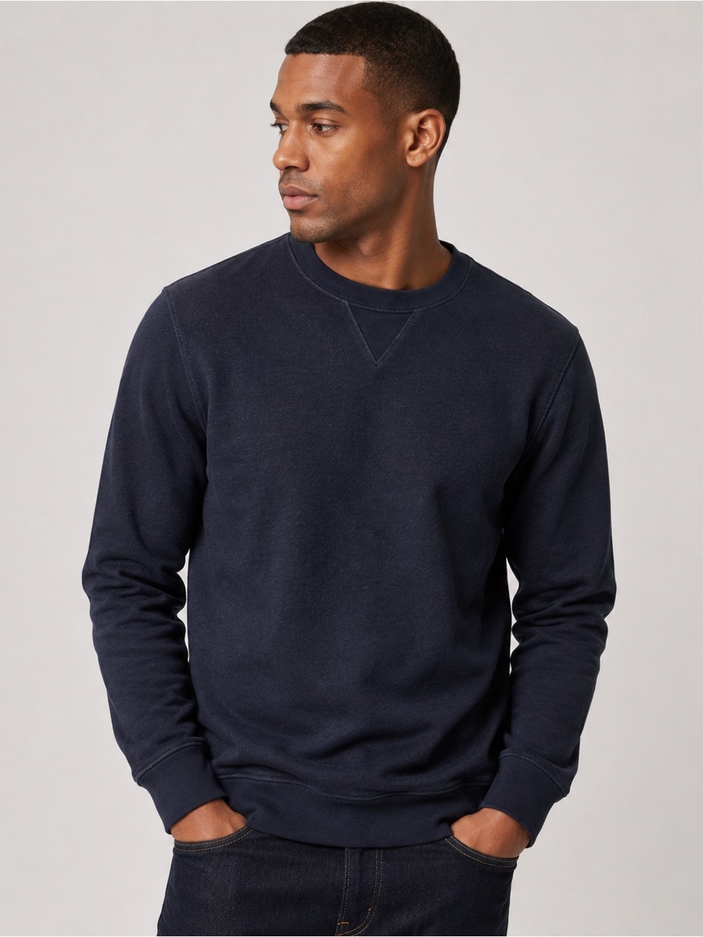 Taylor Stitch The Sunset Crew in Rinsed Indo Terry Crewneck Sweatshirt Sz M/40
